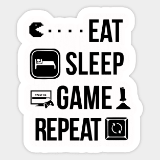 Eat Sleep Game Repeat Gamer Design Sticker